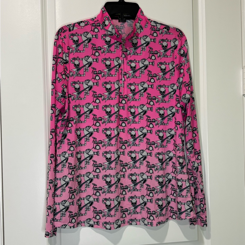 Sunsense Jamie Sadock Rock & Roll Skull Ombré SPF 50 Zip Up Pullover Size Large